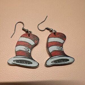 Dr. Seuss Red and White Cat in the Hat Earrings